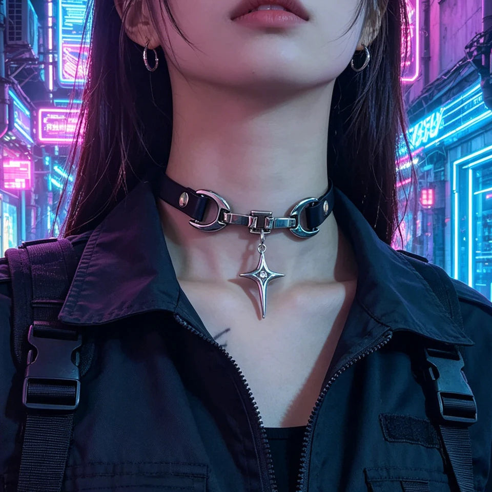 Add a bold Y2K touch to your look with this stylish PU leather choker, perfect for goth, vintage, and cool streetwear outfits.