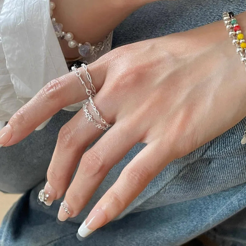 خاتم VENTFILLE من الفضة الإسترلينية عيار 925 على شكل قلب حب مفرغ للنساء والفتيات، مجوهرات كورية أنيقة للغاية، هدية دروبشيبينغ