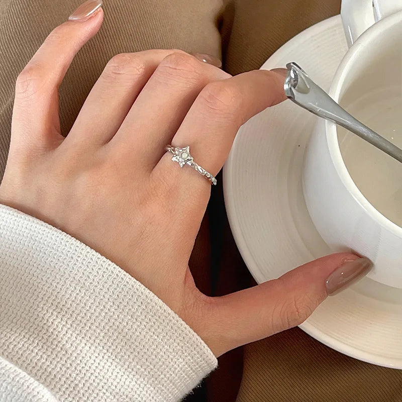 خاتم VENTFILLE من الفضة الإسترلينية عيار 925 على شكل قلب حب مفرغ للنساء والفتيات، مجوهرات كورية أنيقة للغاية، هدية دروبشيبينغ