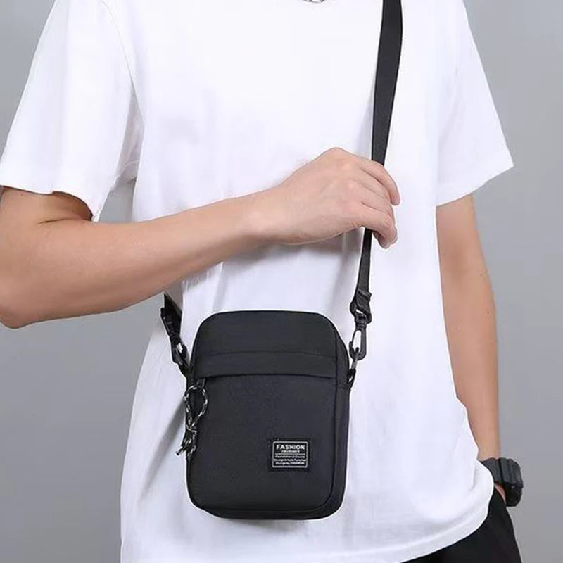 Men's Bag, Available in Single Shoulder or Cross-Body Design, Suitable for Daily Use During School. Made of Nylon Material.