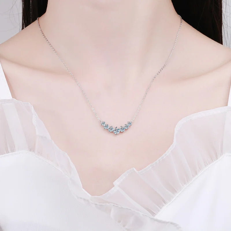 Moissanite Necklace For Woman Wedding Fine Jewely With Certificates 925 Sterling Sliver Plated 18k White Gold Necklace