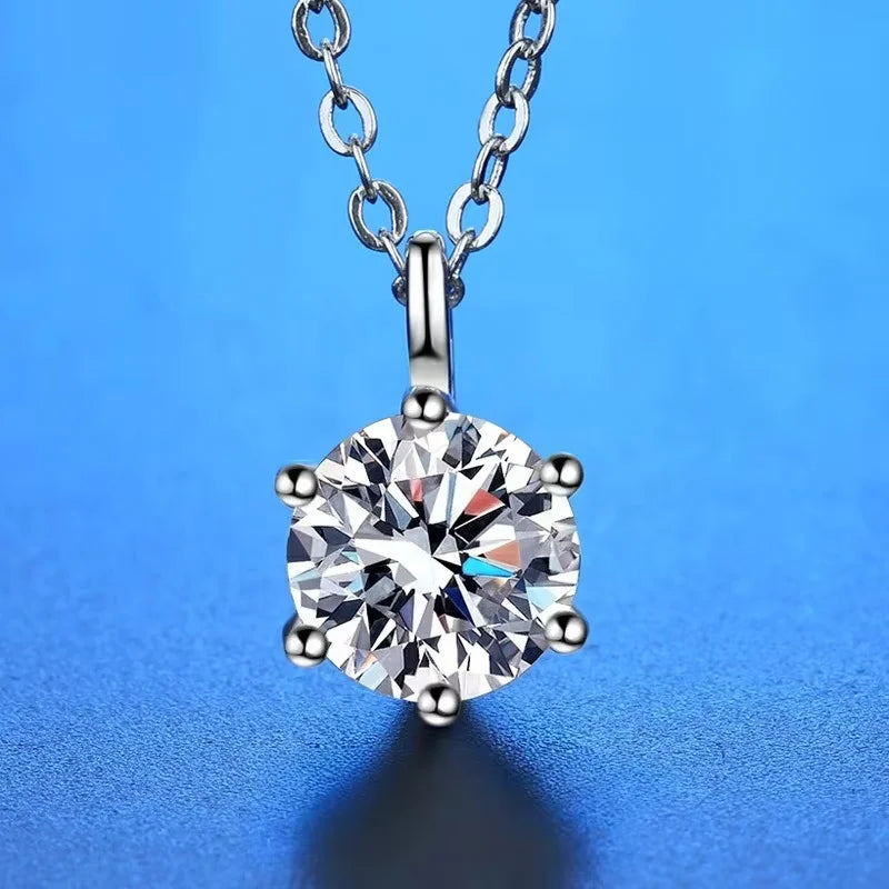 New 2ct Moissanite 925 Sterling Silver Necklace Pendant Chain Fine Jewelry for Woman Wedding Sparkling Classic Party Fashion