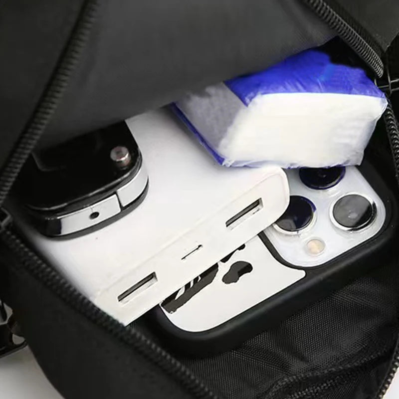 Men's Bag, Available in Single Shoulder or Cross-Body Design, Suitable for Daily Use During School. Made of Nylon Material.
